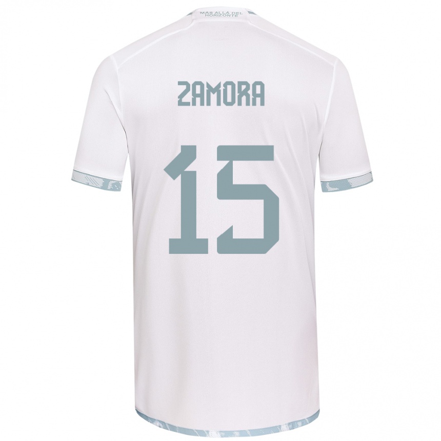 Enfant Football Maillot Daniela Zamora #15 Blanc Gris Tenues Extérieur 2024/25 Canada