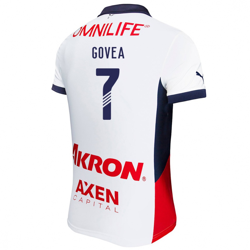 Kids Football Omar Govea #7 White Red Blue Away Jersey 2024/25 T-Shirt Canada