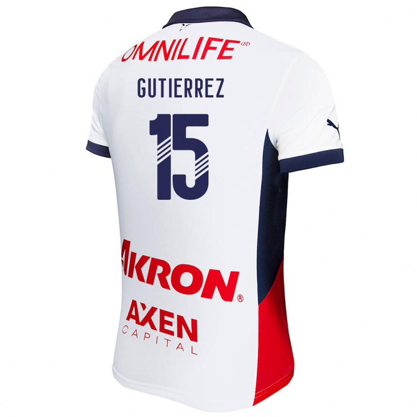 Enfant Football Maillot Érick Gutiérrez #15 Blanc Rouge Bleu Tenues Extérieur 2024/25 Canada