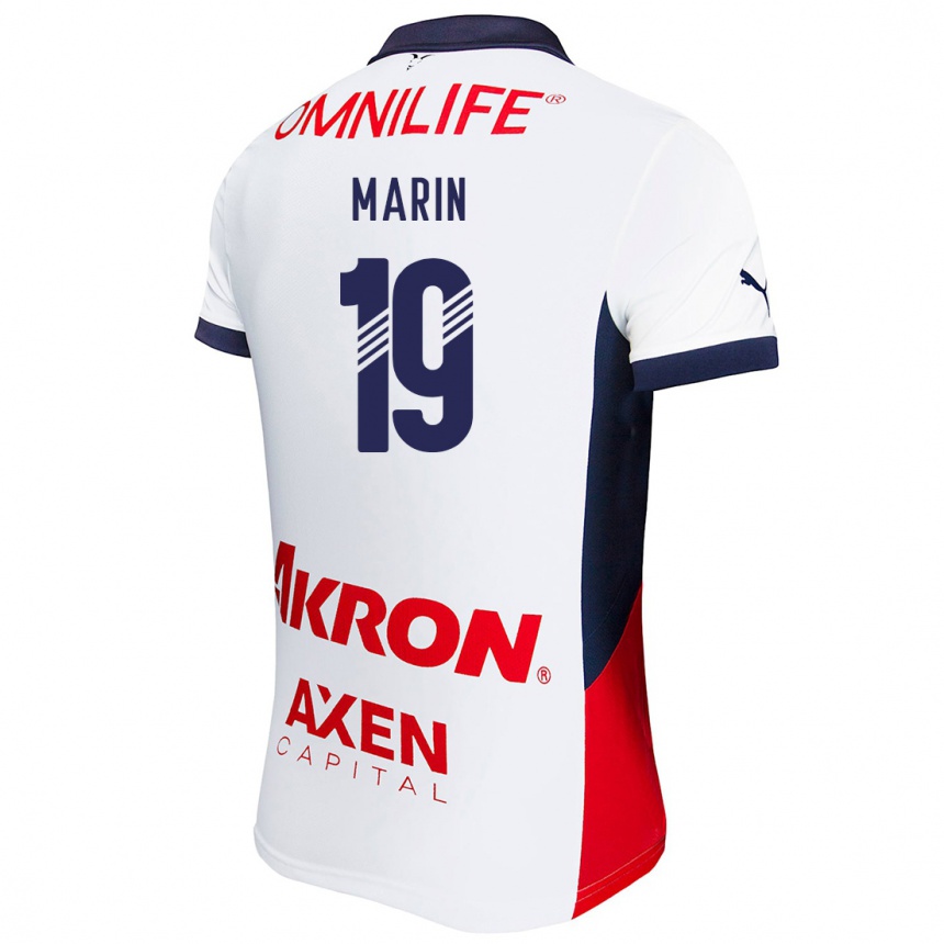 Kids Football Ricardo Marín #19 White Red Blue Away Jersey 2024/25 T-Shirt Canada