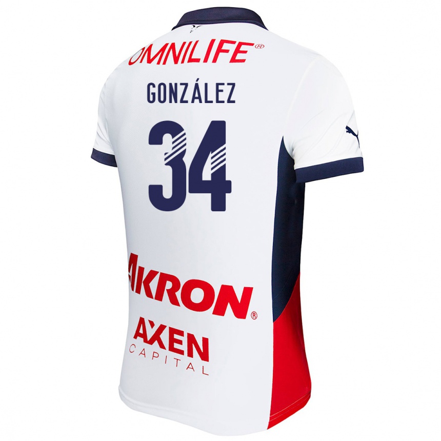 Enfant Football Maillot Armando González #34 Blanc Rouge Bleu Tenues Extérieur 2024/25 Canada