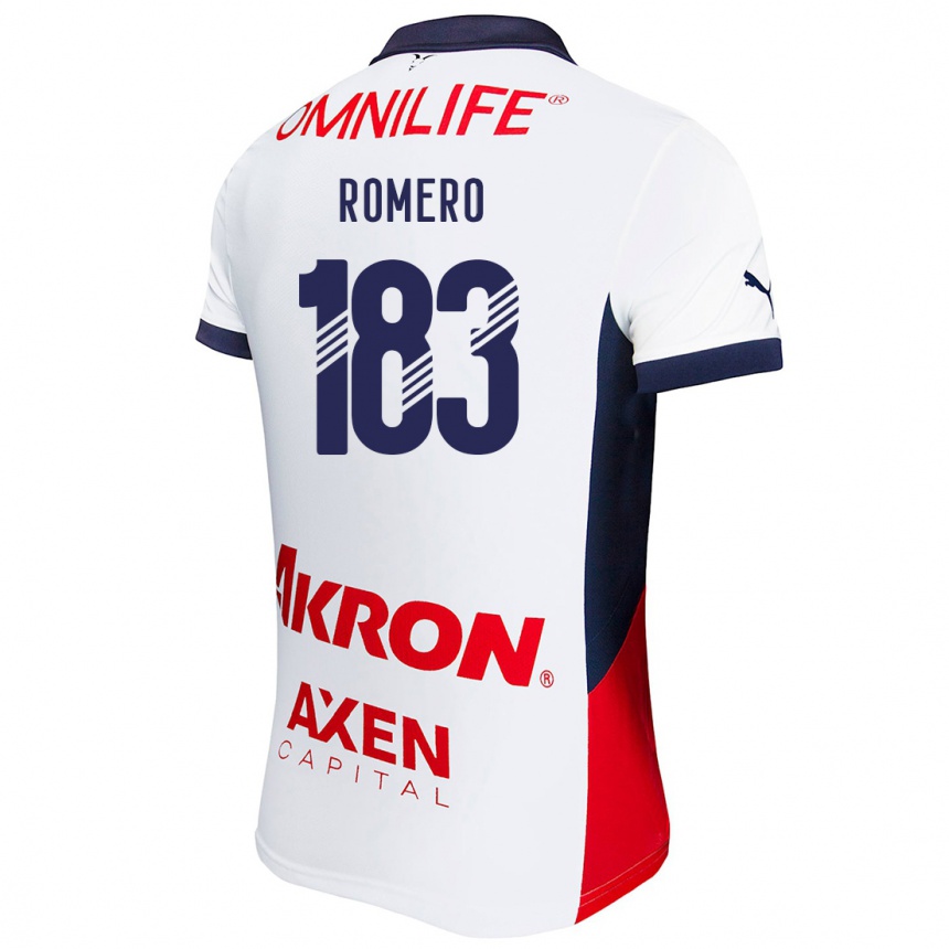 Kids Football Javen Romero #183 White Red Blue Away Jersey 2024/25 T-Shirt Canada