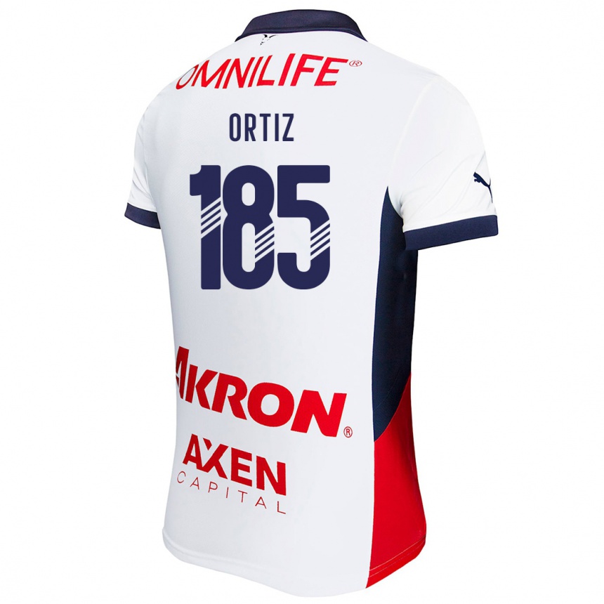 Enfant Football Maillot Gibrán Ortiz #185 Blanc Rouge Bleu Tenues Extérieur 2024/25 Canada