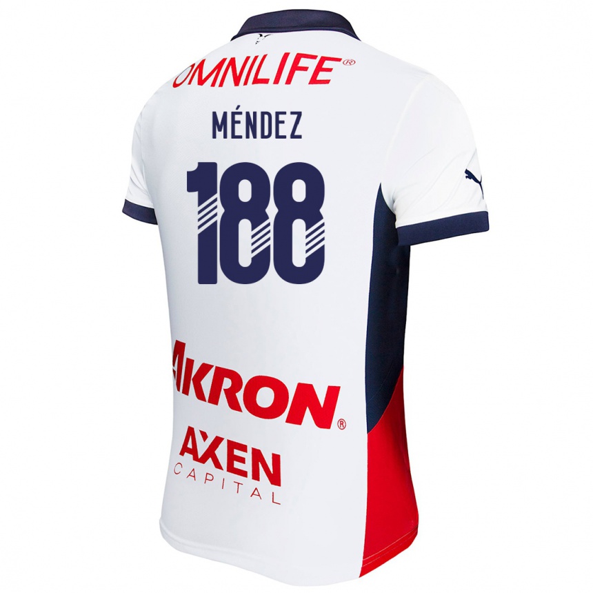 Kids Football Francisco Méndez #188 White Red Blue Away Jersey 2024/25 T-Shirt Canada