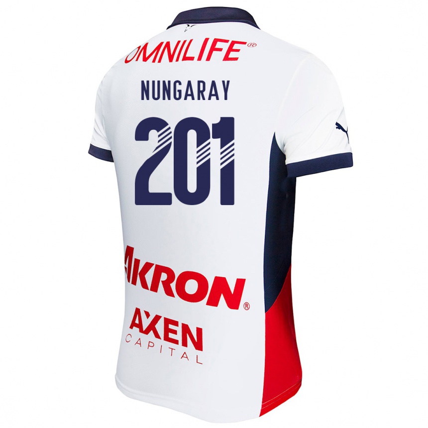 Enfant Football Maillot David Nungaray #201 Blanc Rouge Bleu Tenues Extérieur 2024/25 Canada