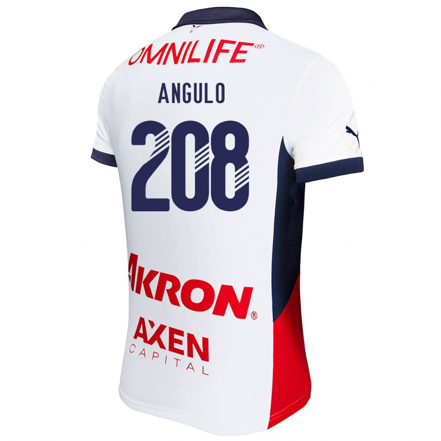 Kids Football Ismael Angulo #208 White Red Blue Away Jersey 2024/25 T-Shirt Canada