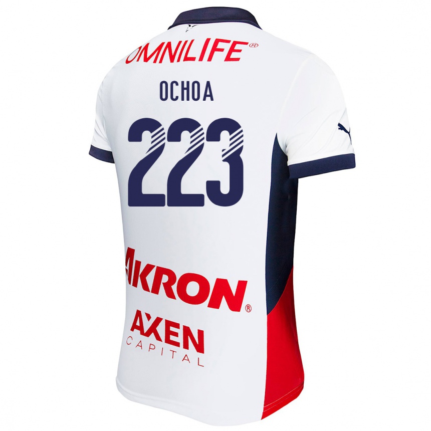 Kids Football Diego Ochoa #223 White Red Blue Away Jersey 2024/25 T-Shirt Canada