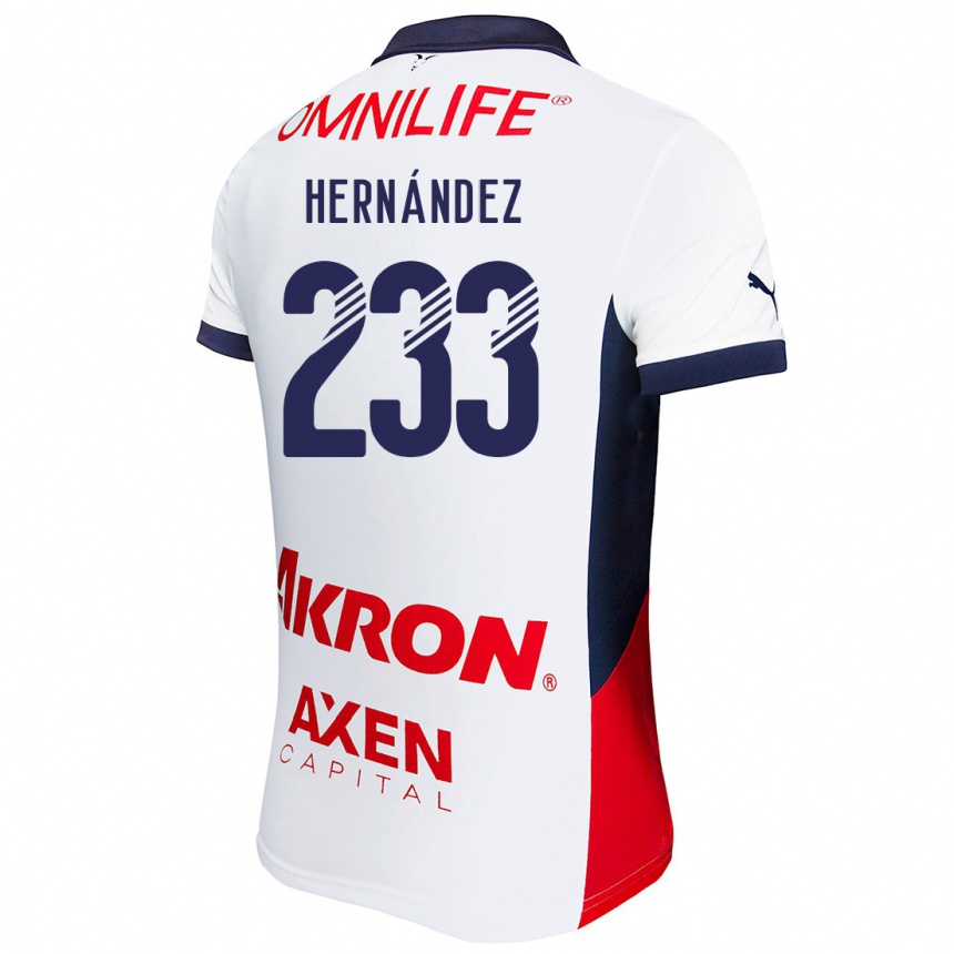 Kids Football Zinedine Hernández #233 White Red Blue Away Jersey 2024/25 T-Shirt Canada