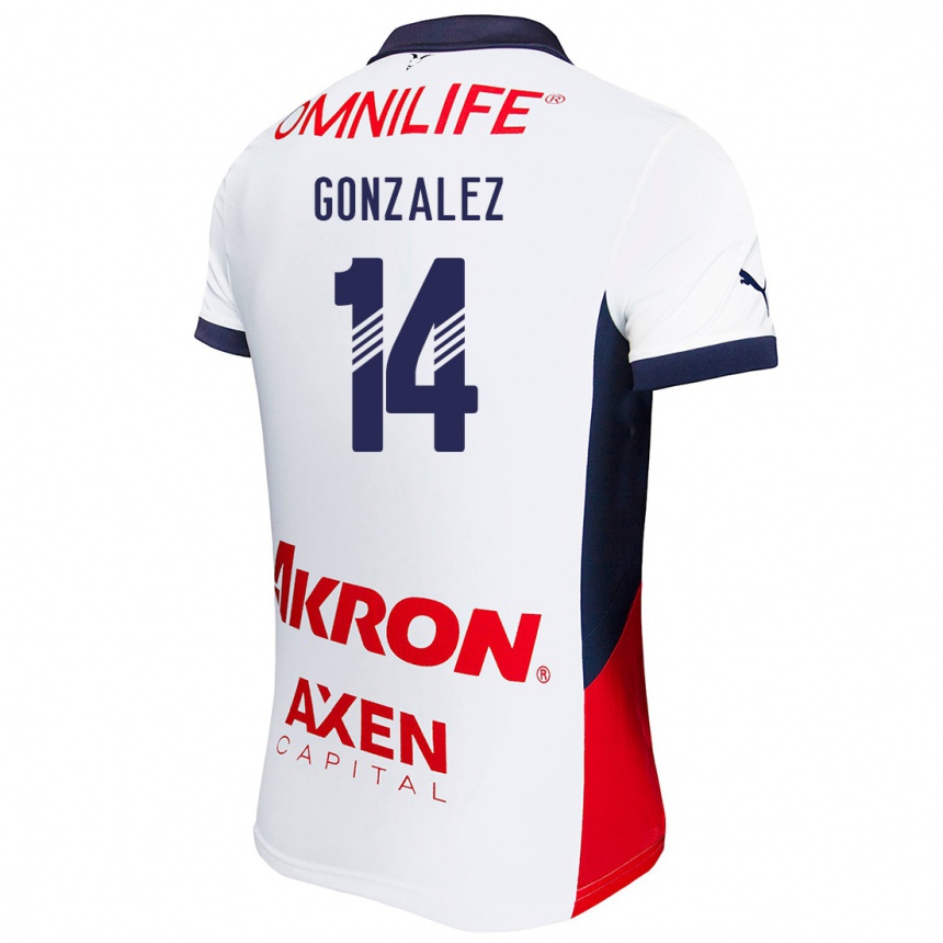 Enfant Football Maillot Ivonne González #14 Blanc Rouge Bleu Tenues Extérieur 2024/25 Canada