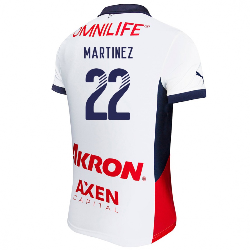 Kids Football Karla Martínez #22 White Red Blue Away Jersey 2024/25 T-Shirt Canada