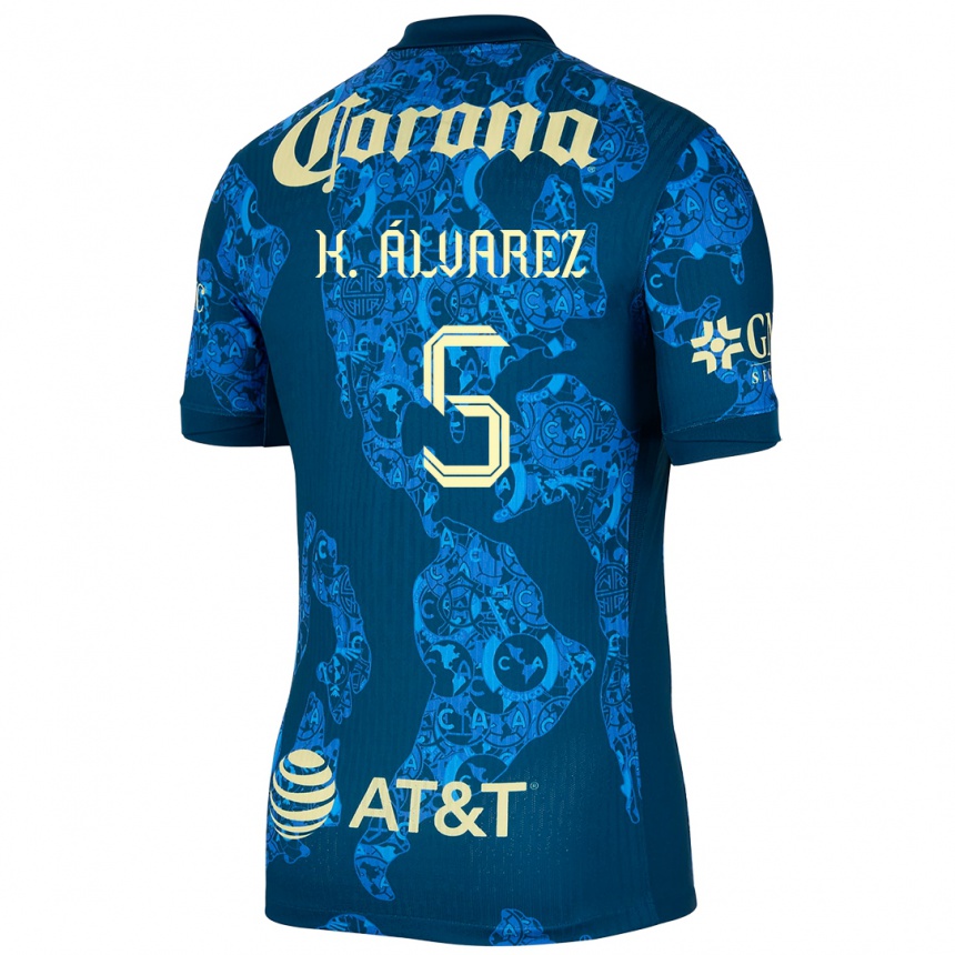 Enfant Football Maillot Kevin Álvarez #5 Bleu Jaune Tenues Extérieur 2024/25 Canada