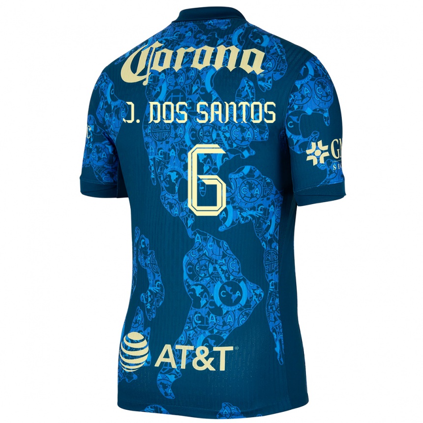 Kids Football Jonathan Dos Santos #6 Blue Yellow Away Jersey 2024/25 T-Shirt Canada