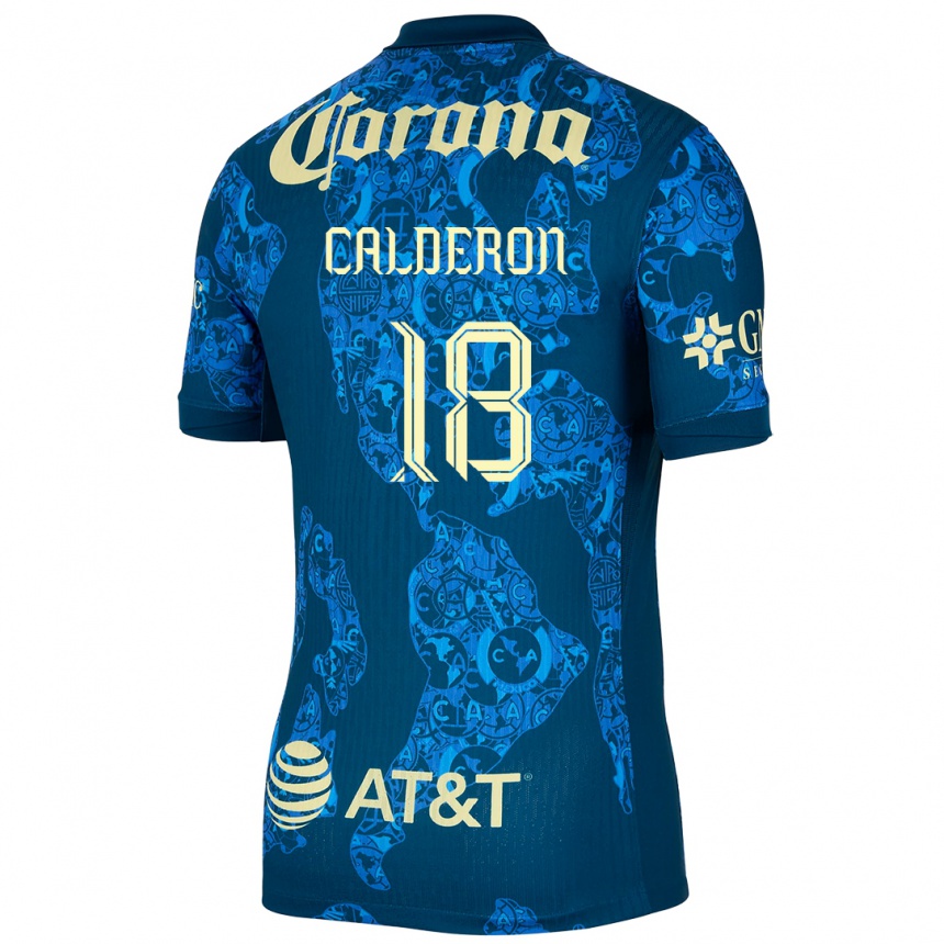 Enfant Football Maillot Cristian Calderón #18 Bleu Jaune Tenues Extérieur 2024/25 Canada