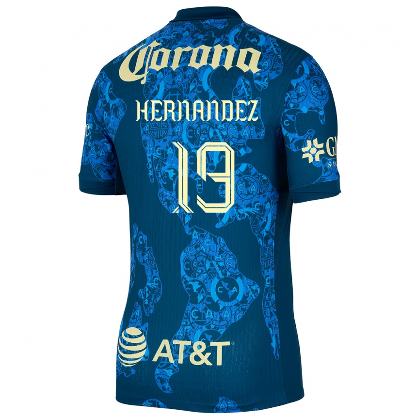 Kids Football Illian Hernández #19 Blue Yellow Away Jersey 2024/25 T-Shirt Canada