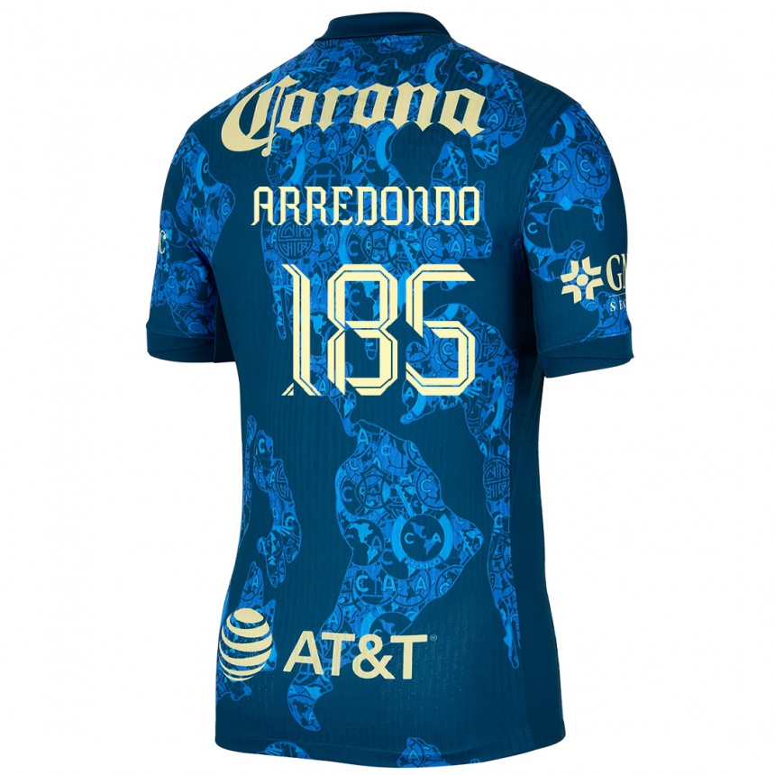 Kids Football Aarón Arredondo #185 Blue Yellow Away Jersey 2024/25 T-Shirt Canada