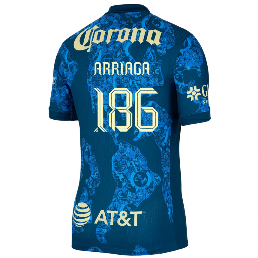 Kids Football Diego Arriaga #186 Blue Yellow Away Jersey 2024/25 T-Shirt Canada