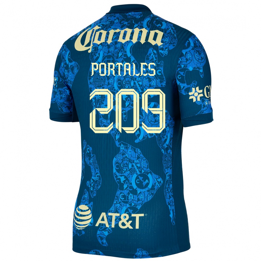 Kids Football Walter Portales #209 Blue Yellow Away Jersey 2024/25 T-Shirt Canada