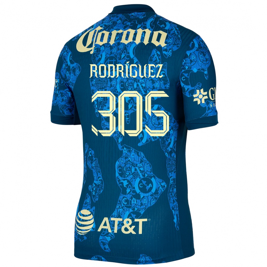 Kids Football Bryan Rodríguez #305 Blue Yellow Away Jersey 2024/25 T-Shirt Canada