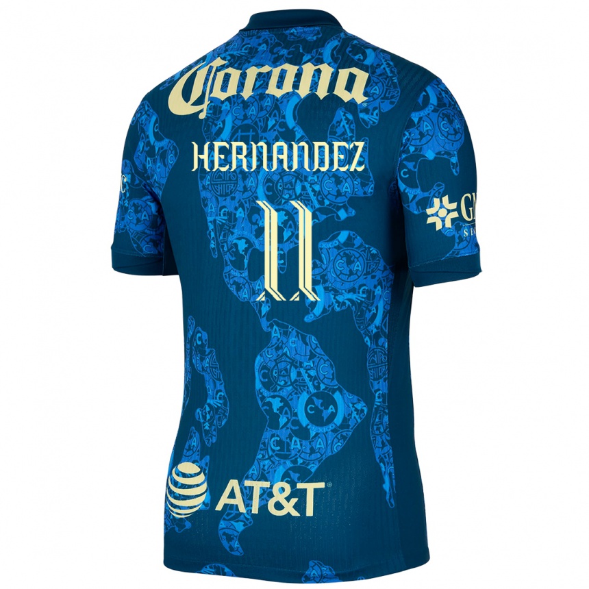 Kids Football Montserrat Hernandez #11 Blue Yellow Away Jersey 2024/25 T-Shirt Canada