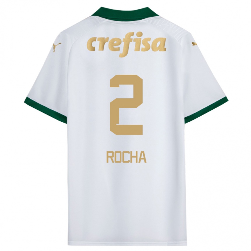 Kids Football Marcos Rocha #2 White Green Away Jersey 2024/25 T-Shirt Canada