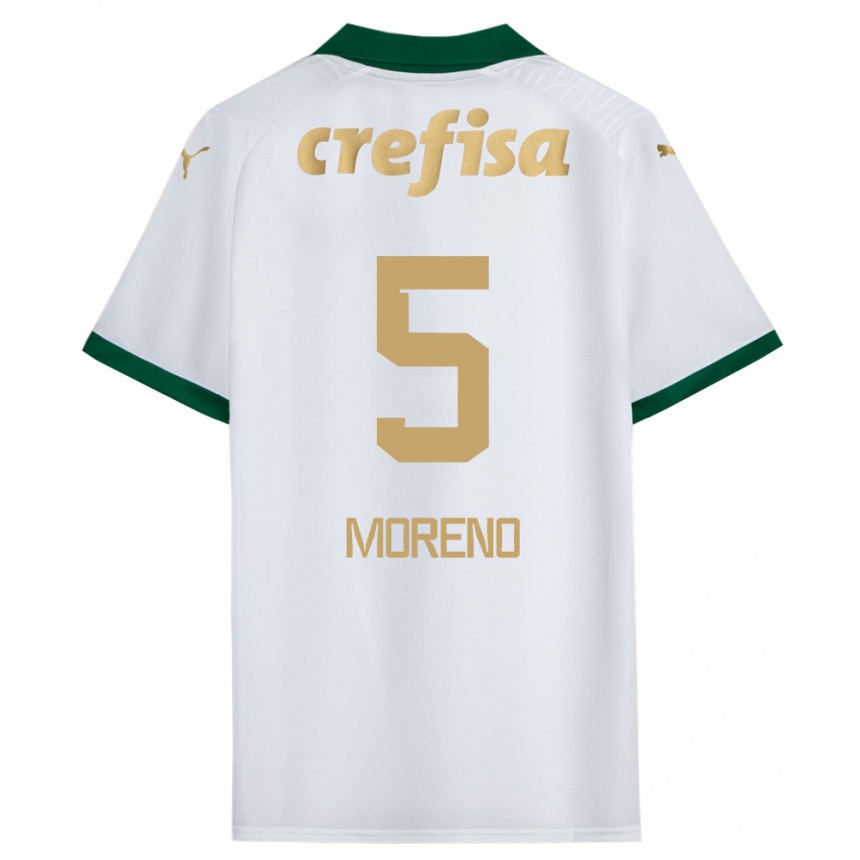 Kids Football Aníbal Moreno #5 White Green Away Jersey 2024/25 T-Shirt Canada