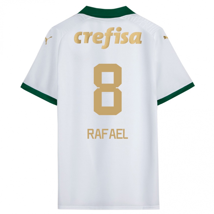 Kids Football Zé Rafael #8 White Green Away Jersey 2024/25 T-Shirt Canada