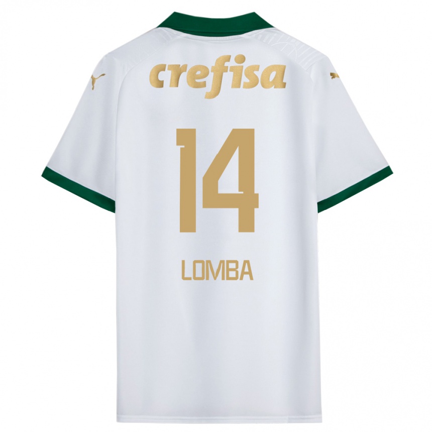 Kids Football Marcelo Lomba #14 White Green Away Jersey 2024/25 T-Shirt Canada