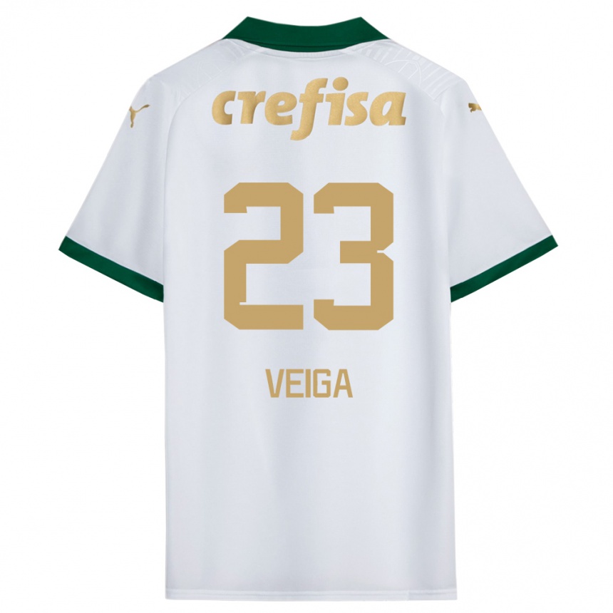 Kids Football Raphael Veiga #23 White Green Away Jersey 2024/25 T-Shirt Canada