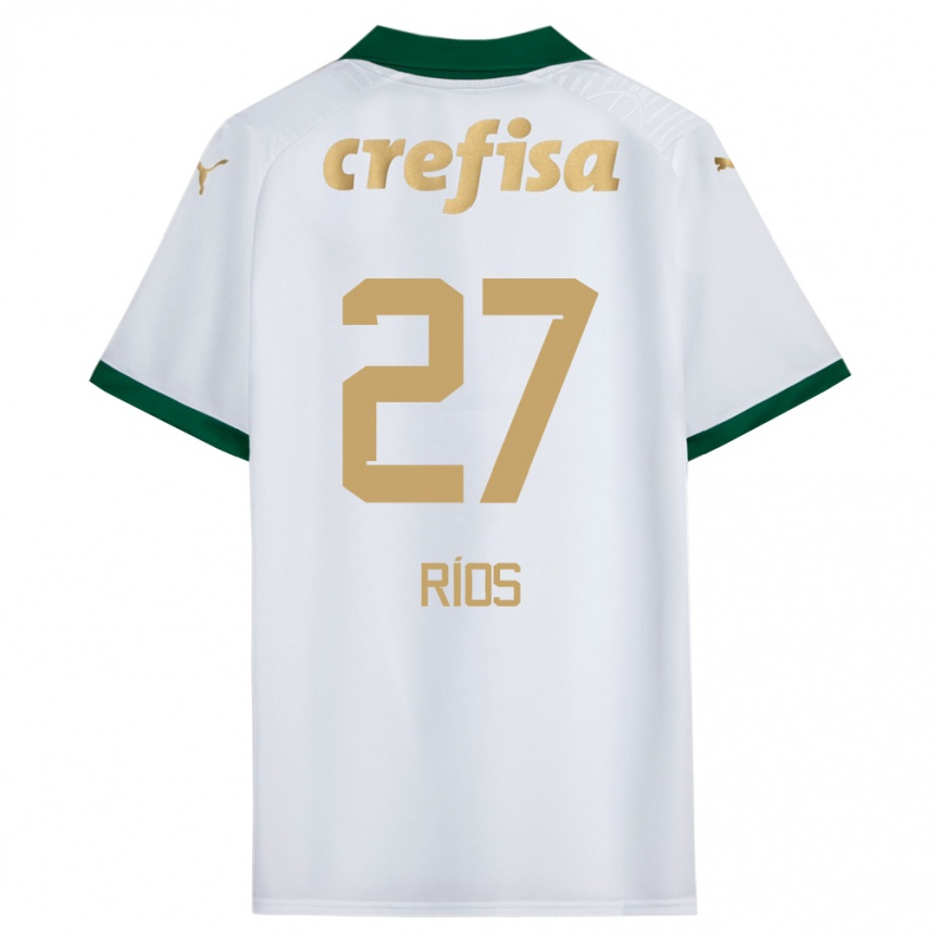 Kids Football Richard Ríos #27 White Green Away Jersey 2024/25 T-Shirt Canada