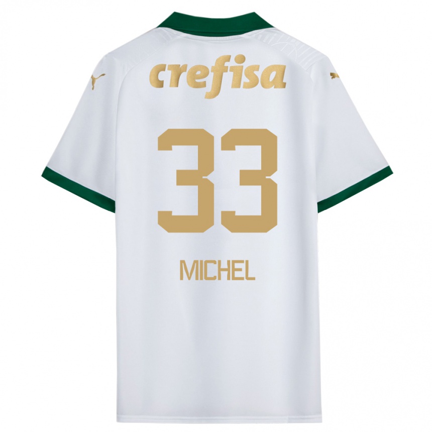 Kids Football Michel #33 White Green Away Jersey 2024/25 T-Shirt Canada