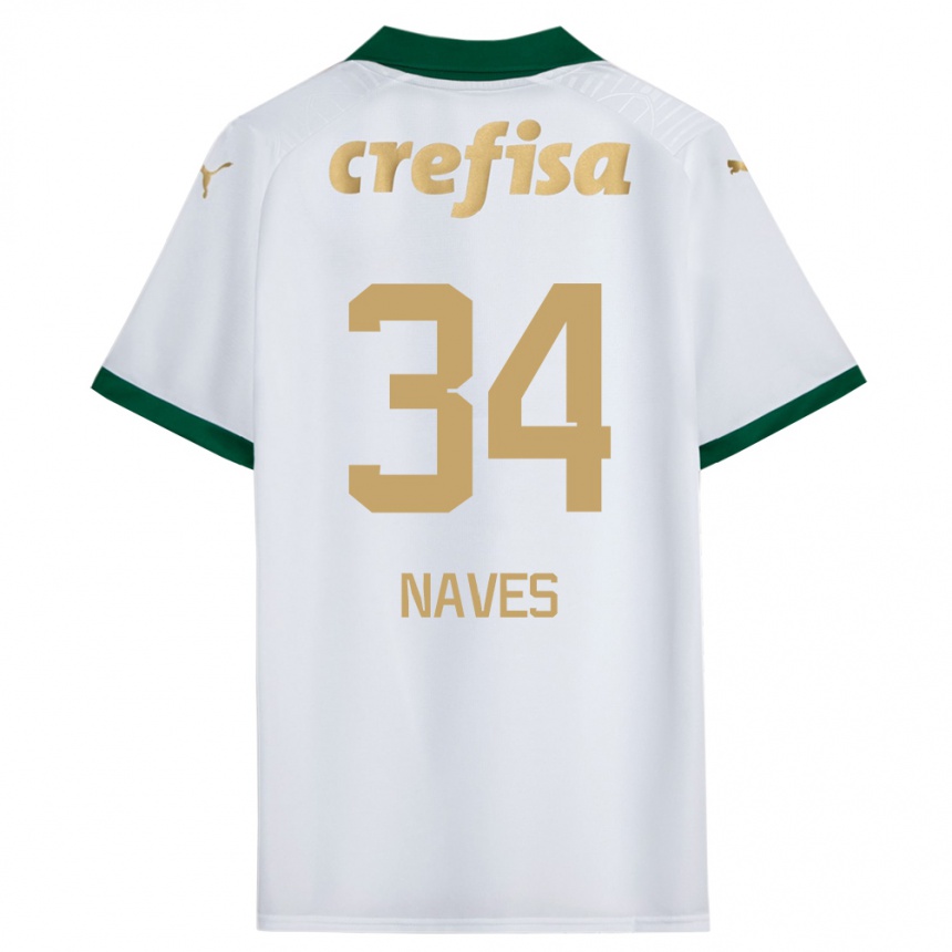 Kids Football Naves #34 White Green Away Jersey 2024/25 T-Shirt Canada