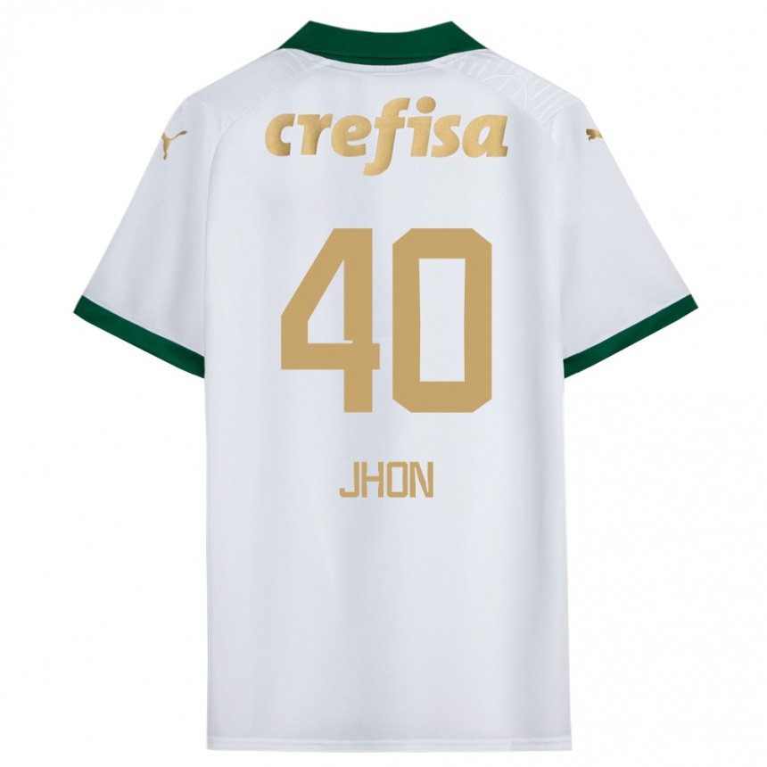 Kids Football Jhon Jhon #40 White Green Away Jersey 2024/25 T-Shirt Canada