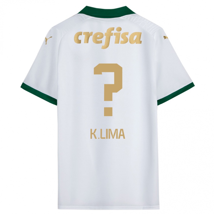 Kids Football Kauan Lima #0 White Green Away Jersey 2024/25 T-Shirt Canada