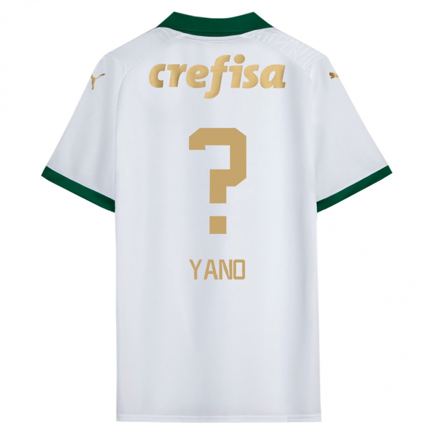 Kids Football Luiz Yano #0 White Green Away Jersey 2024/25 T-Shirt Canada