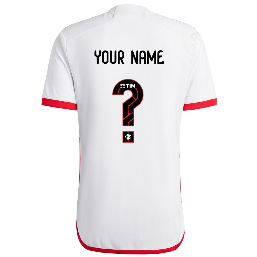 Enfant Football Maillot Votre Nom #0 Blanc Rouge Tenues Extérieur 2024/25 Canada