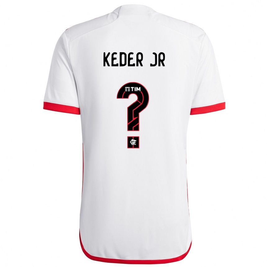 Kids Football Keder Jr #0 White Red Away Jersey 2024/25 T-Shirt Canada