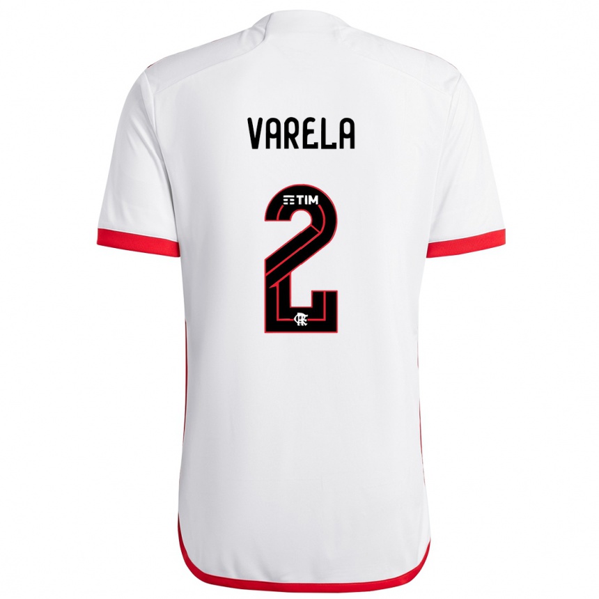 Kids Football Guillermo Varela #2 White Red Away Jersey 2024/25 T-Shirt Canada