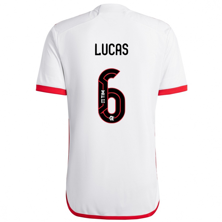 Kids Football Ayrton Lucas #6 White Red Away Jersey 2024/25 T-Shirt Canada