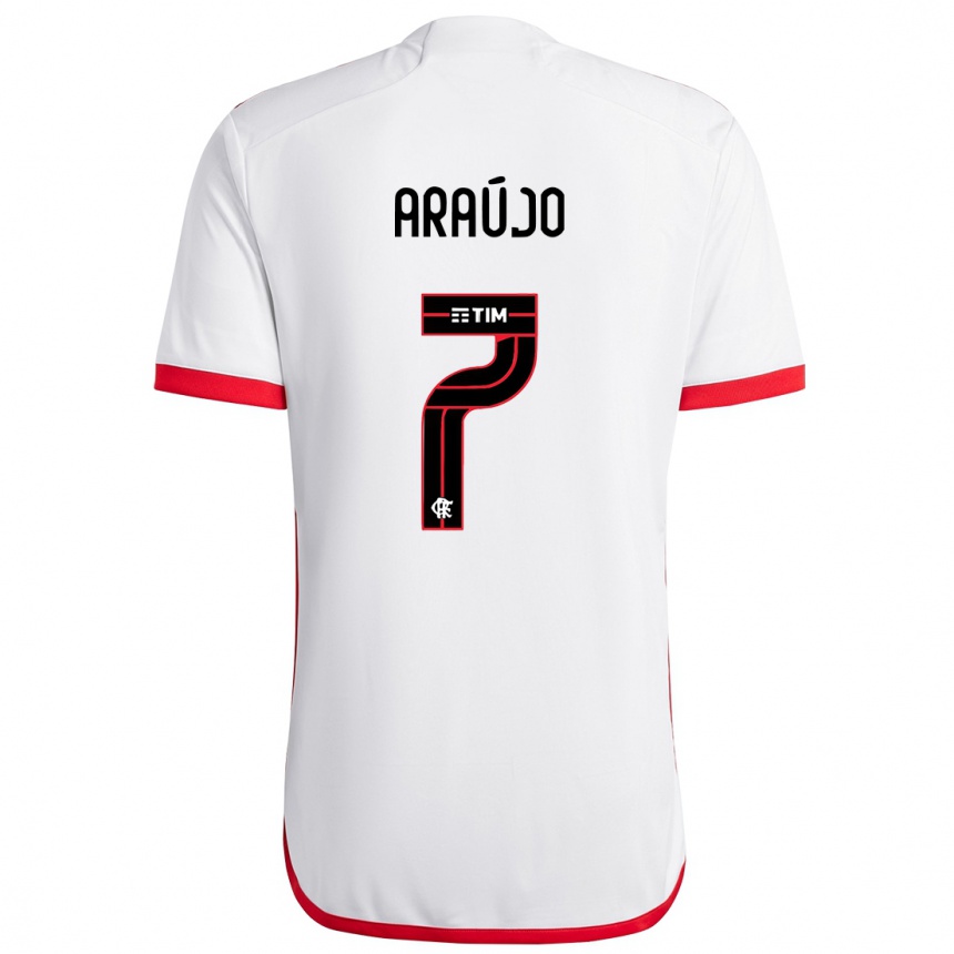 Kids Football Luiz Araújo #7 White Red Away Jersey 2024/25 T-Shirt Canada