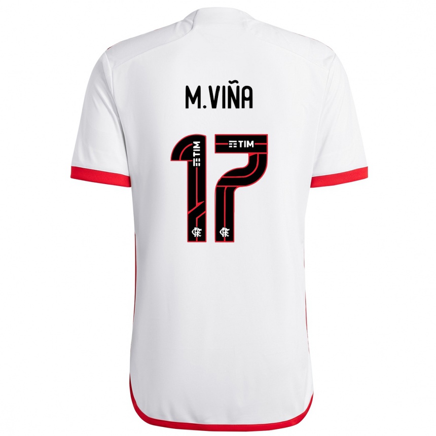 Enfant Football Maillot Matias Vina #17 Blanc Rouge Tenues Extérieur 2024/25 Canada