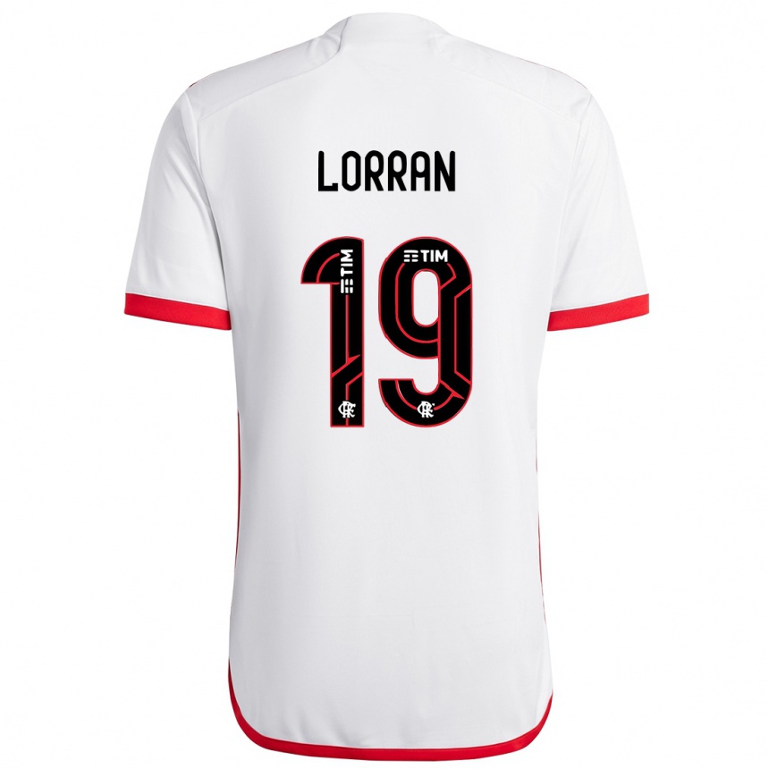 Kids Football Lorran #19 White Red Away Jersey 2024/25 T-Shirt Canada