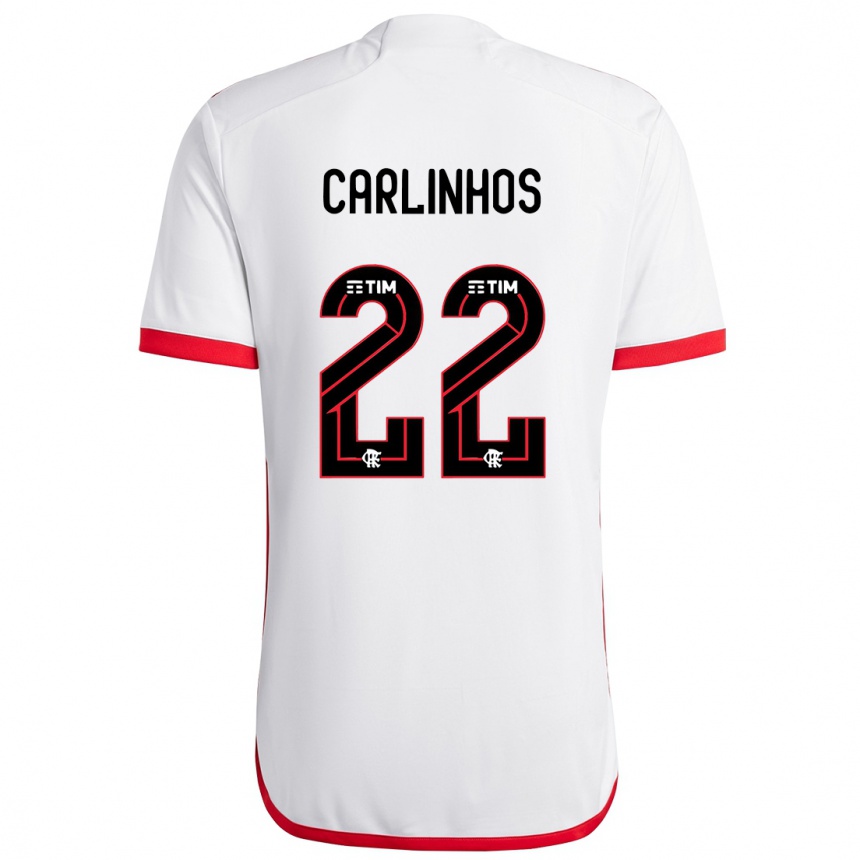 Kids Football Carlinhos #22 White Red Away Jersey 2024/25 T-Shirt Canada