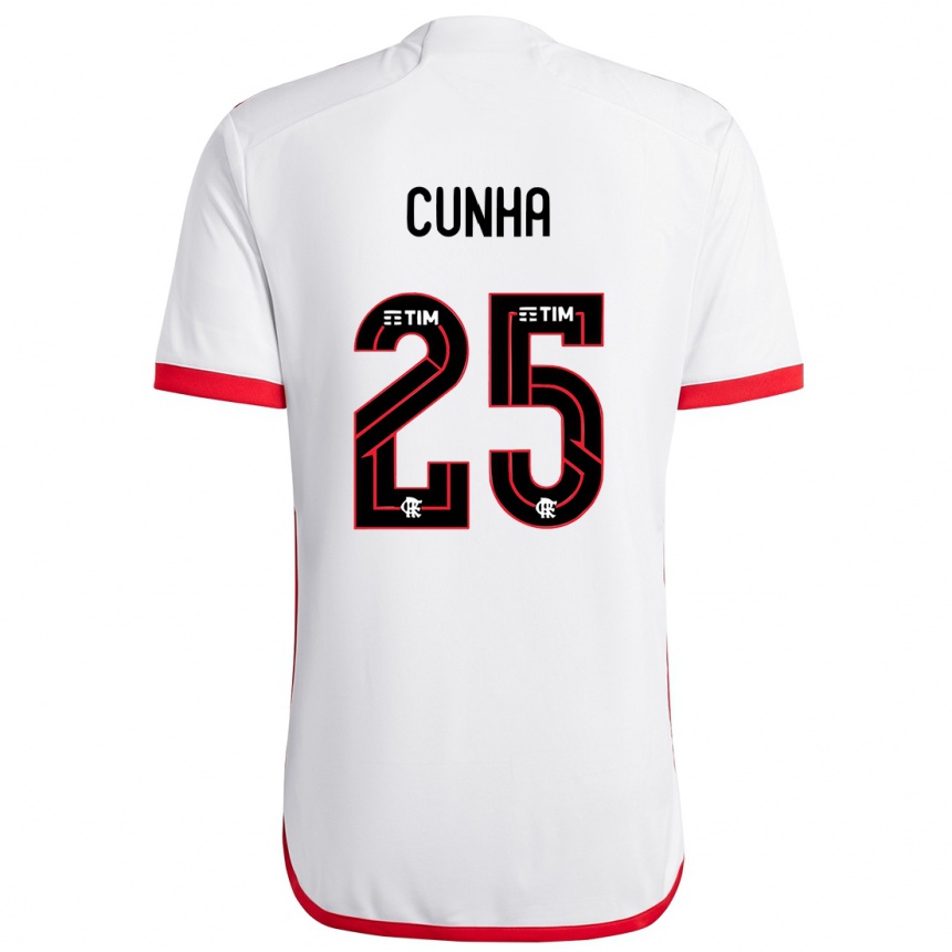 Kids Football Matheus Cunha #25 White Red Away Jersey 2024/25 T-Shirt Canada