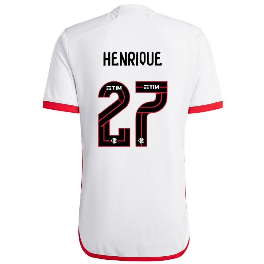 Enfant Football Maillot Bruno Henrique #27 Blanc Rouge Tenues Extérieur 2024/25 Canada