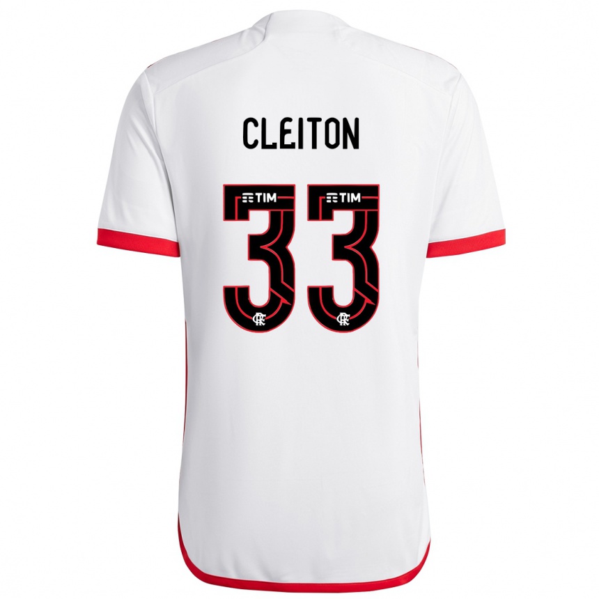 Kids Football Cleiton #33 White Red Away Jersey 2024/25 T-Shirt Canada