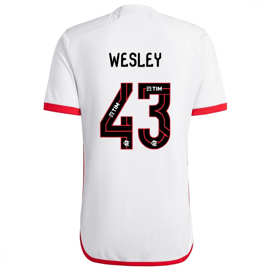 Kids Football Wesley #43 White Red Away Jersey 2024/25 T-Shirt Canada