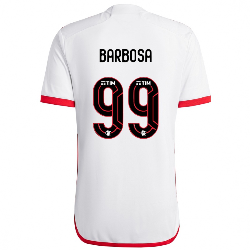 Kids Football Gabriel Barbosa #99 White Red Away Jersey 2024/25 T-Shirt Canada