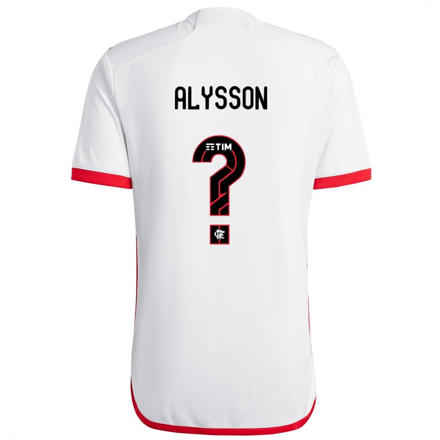 Kids Football Alysson #0 White Red Away Jersey 2024/25 T-Shirt Canada