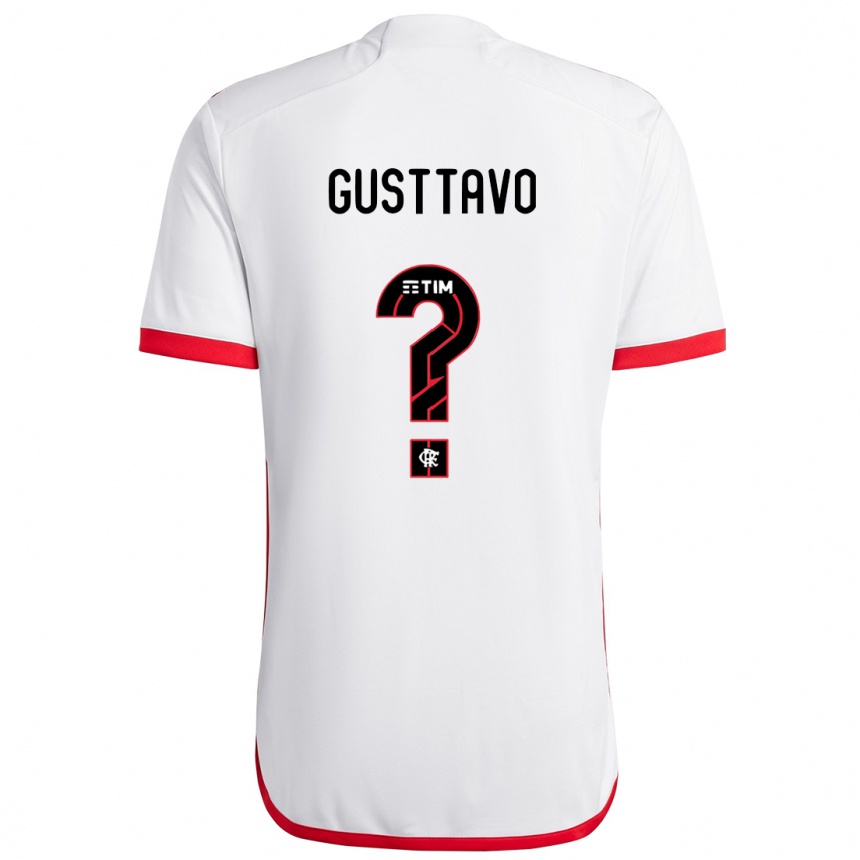 Kids Football Gusttavo #0 White Red Away Jersey 2024/25 T-Shirt Canada