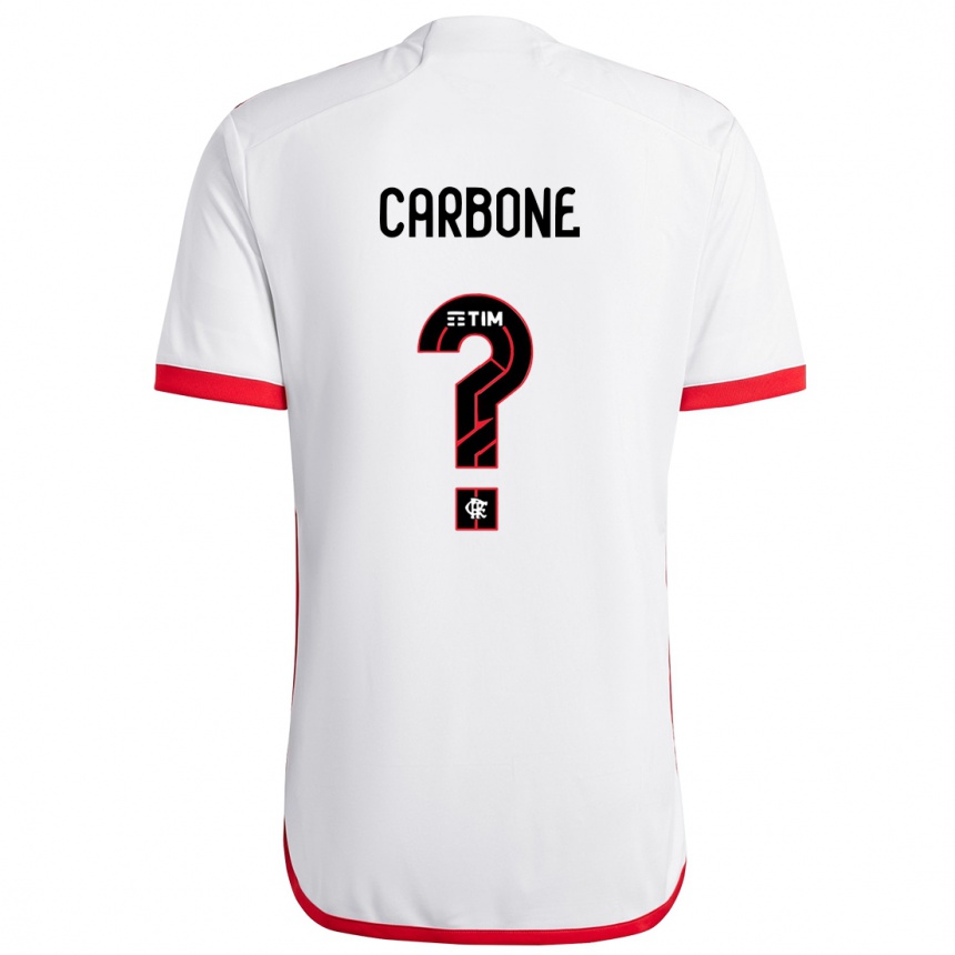 Kids Football Carbone #0 White Red Away Jersey 2024/25 T-Shirt Canada